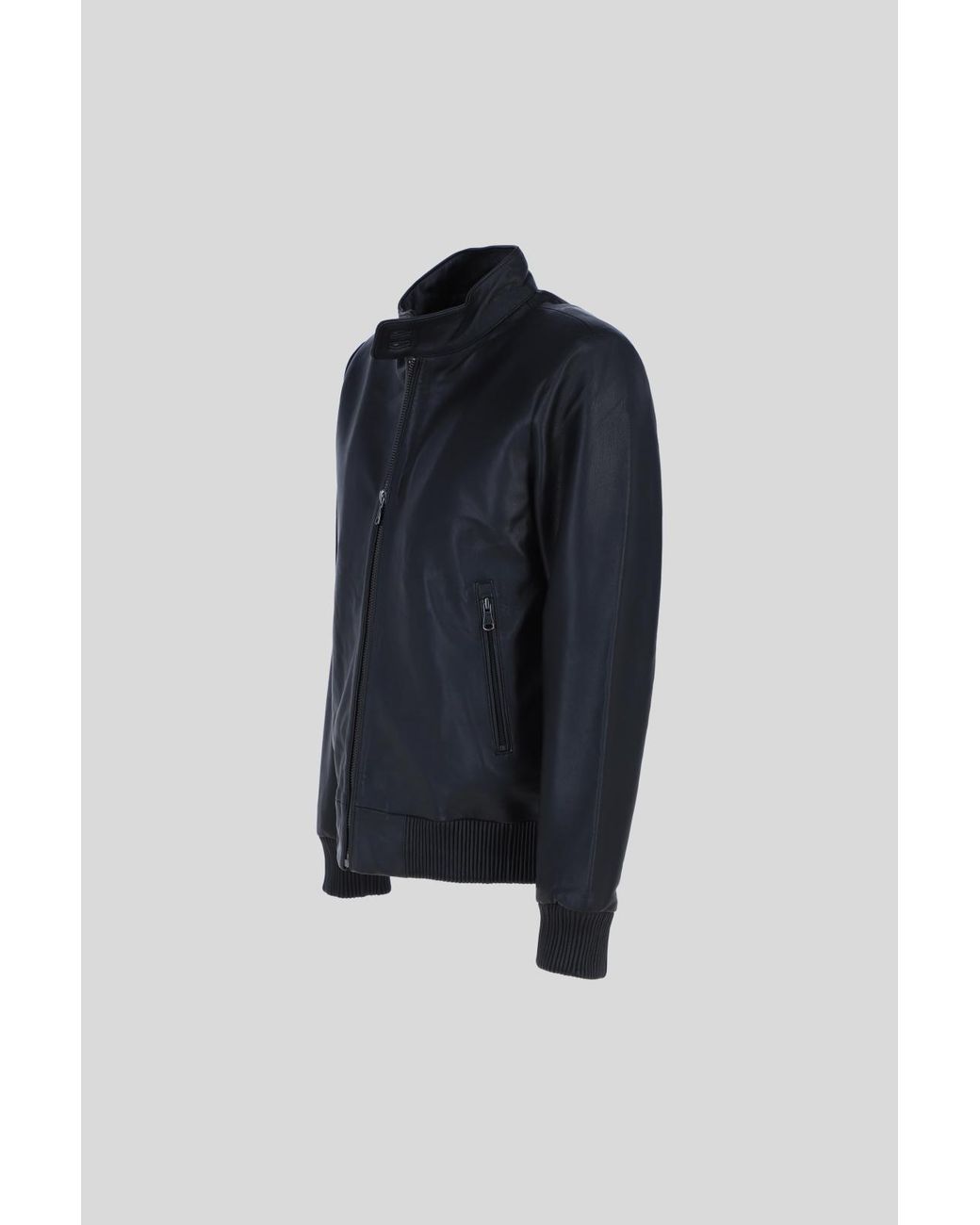 Ashwood Leather Blue Real Light Weight Regular Fit Bomber Jacket for men