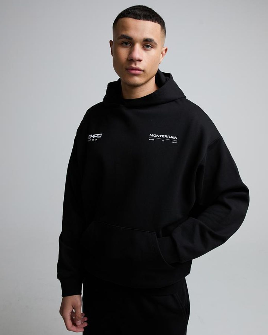 Monterrain Black Tempo Team Overhead Fleece Hoodie for men