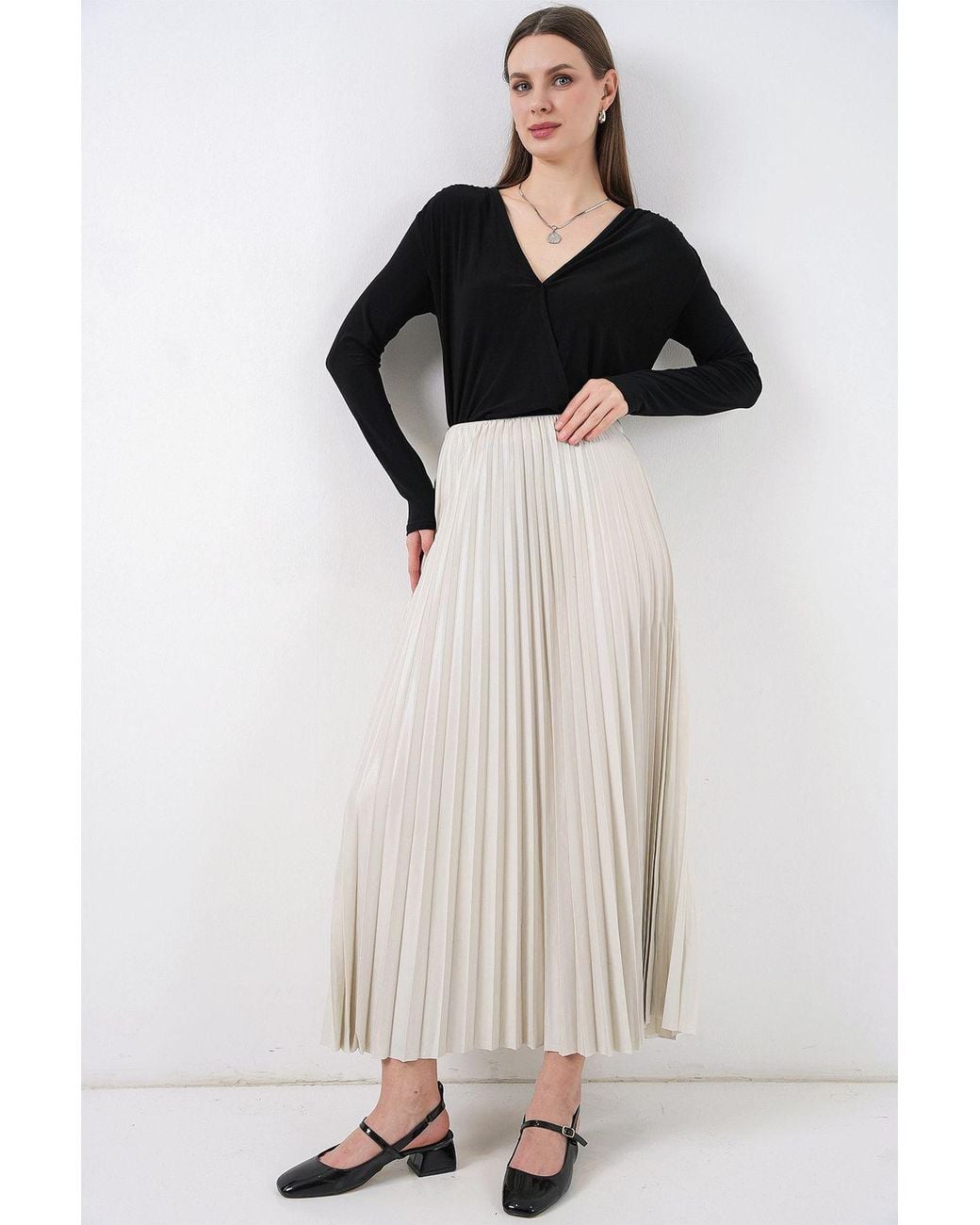 Bigdart Natural High Waist Maxi Skirt With Ruffle Detail
