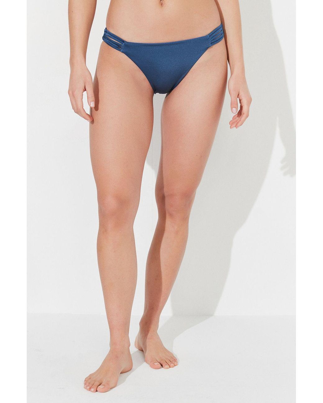 Penti Blue Low-Waist Hipster Bikini Bottoms With Side Stripes