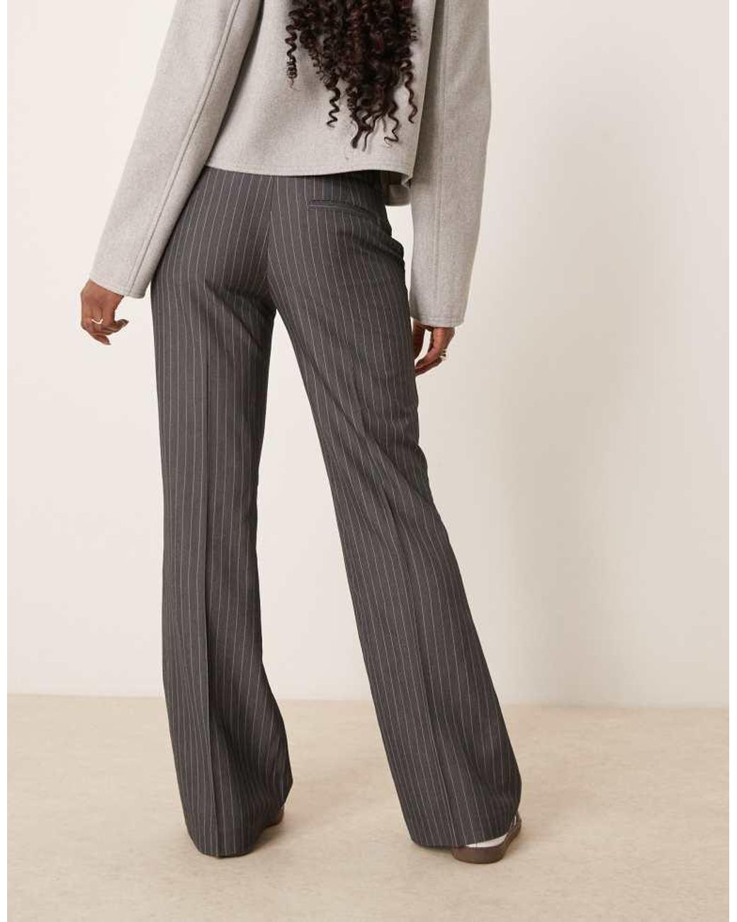 Gina Tricot Natural Tailored Low Waist Relaxed Bootcut Trousers