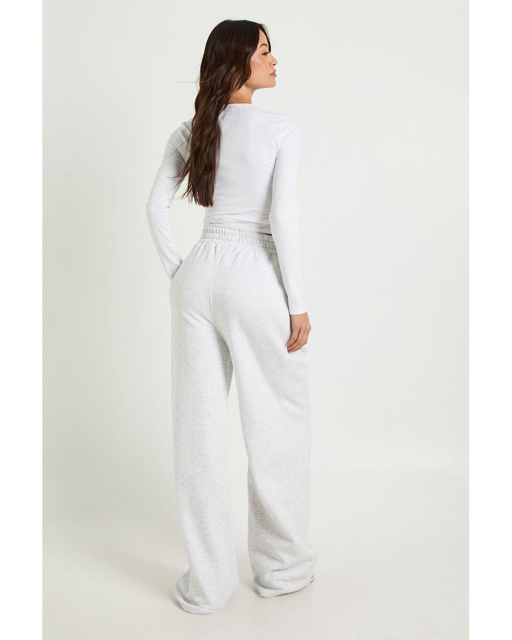 Boohoo White Tall High Waist Pleat Detail Straight Leg Jogger