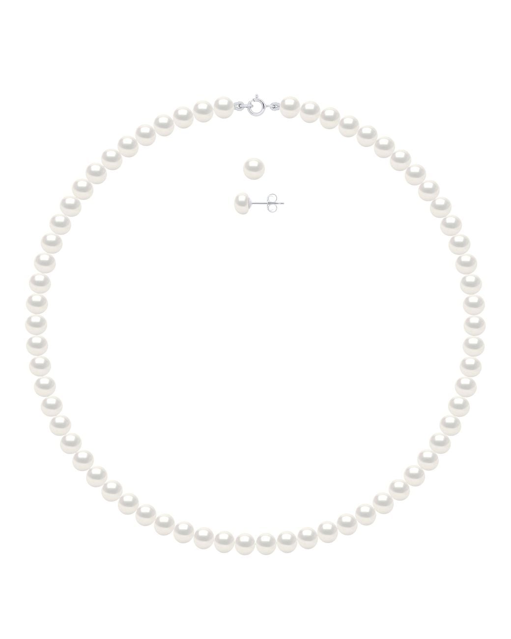 Ateliers Saint Germain White Set Being Composed Of Necklace Of Real Cultured Freshwater Pearls Semi Round 6-7 Mm