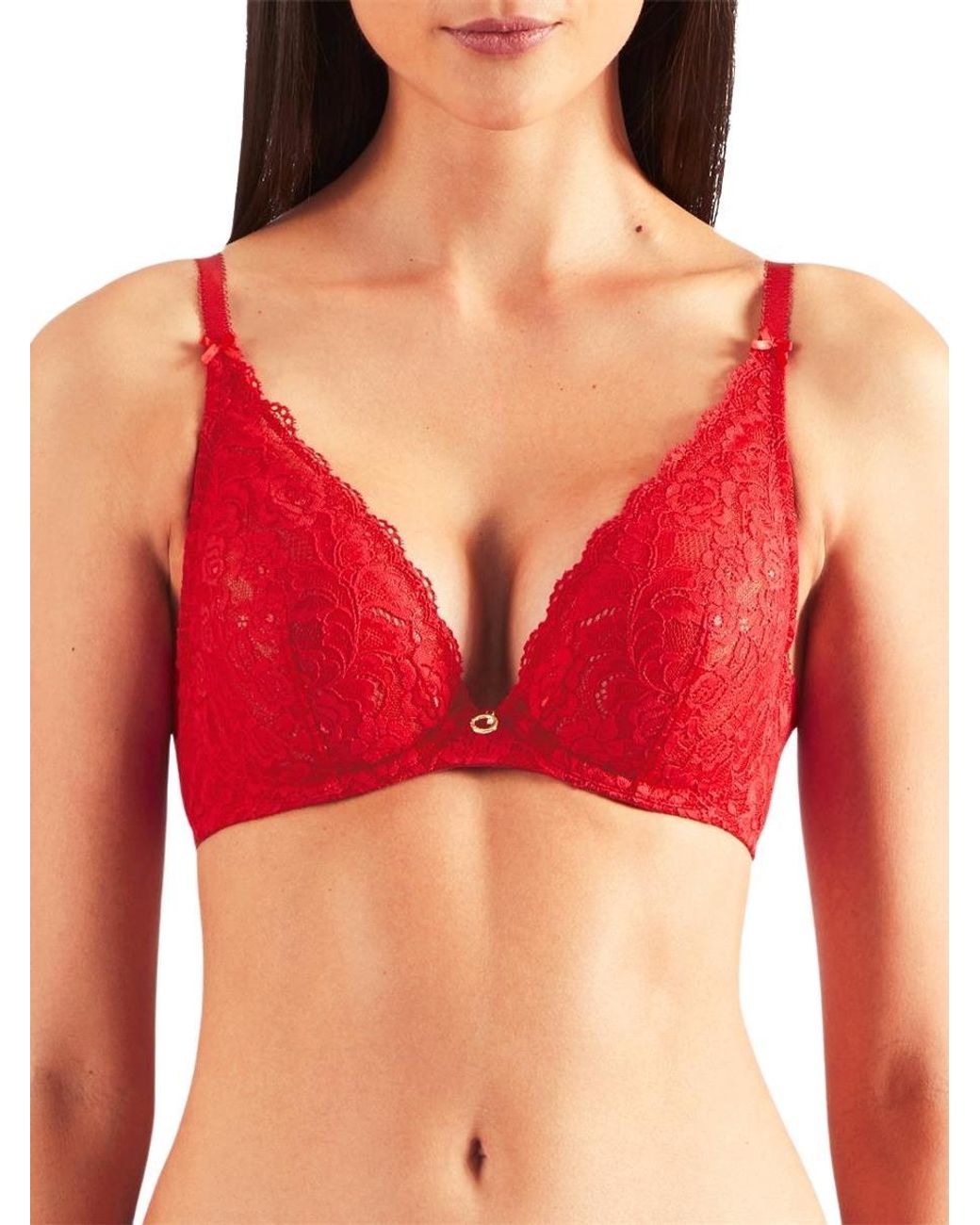 Aubade Red Rosessence Triangle Plunge Bra