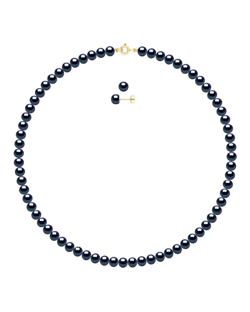Ateliers Saint Germain Blue Set Being Composed Of Necklace Of Real Cultured Freshwater Pearls Semi Round 6-7 Mm