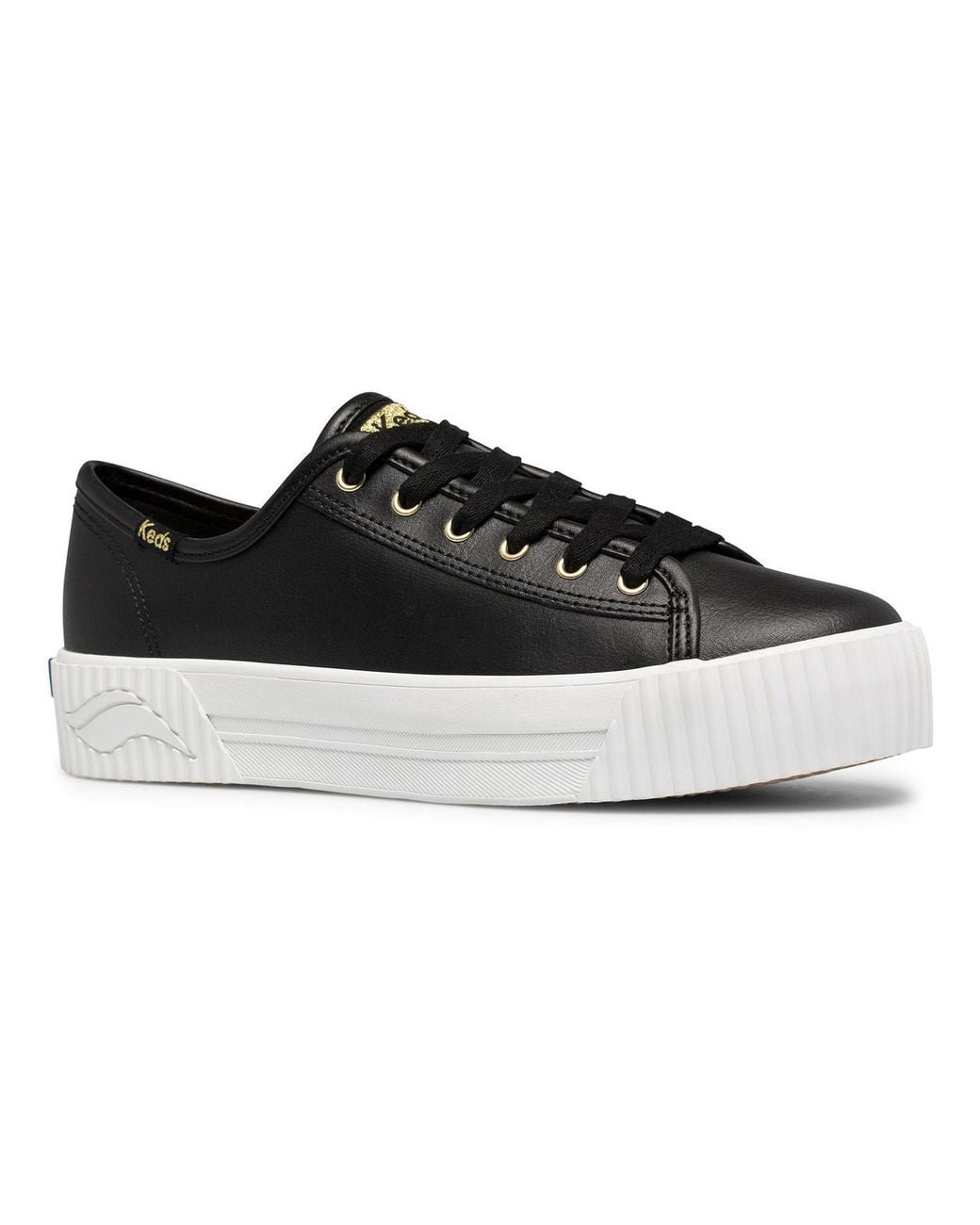 Keds Black Triple Kick Chunky Leather Shoes With A Softerra Footbed & Rubber Outsole