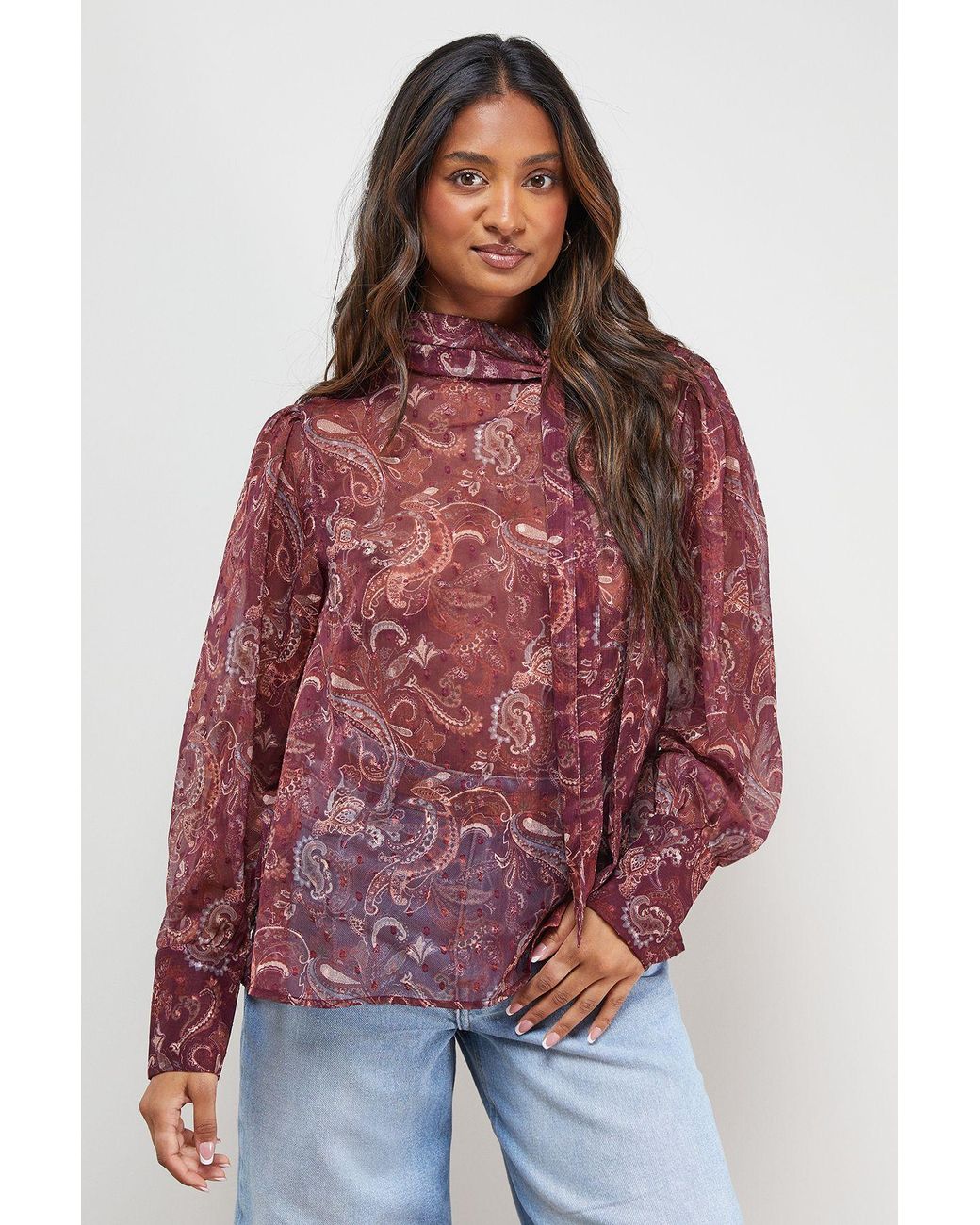 Oasis Red Pussy Bow Blouse