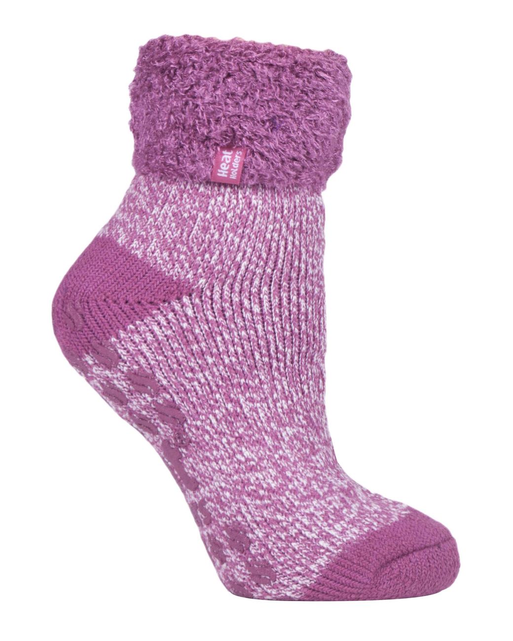 Heat Holders Purple Thermal Slipper Bed Socks With Non Slip Grips