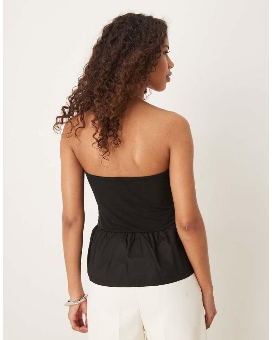 ASOS Black Mix Bandeau Top With Ruching Detail
