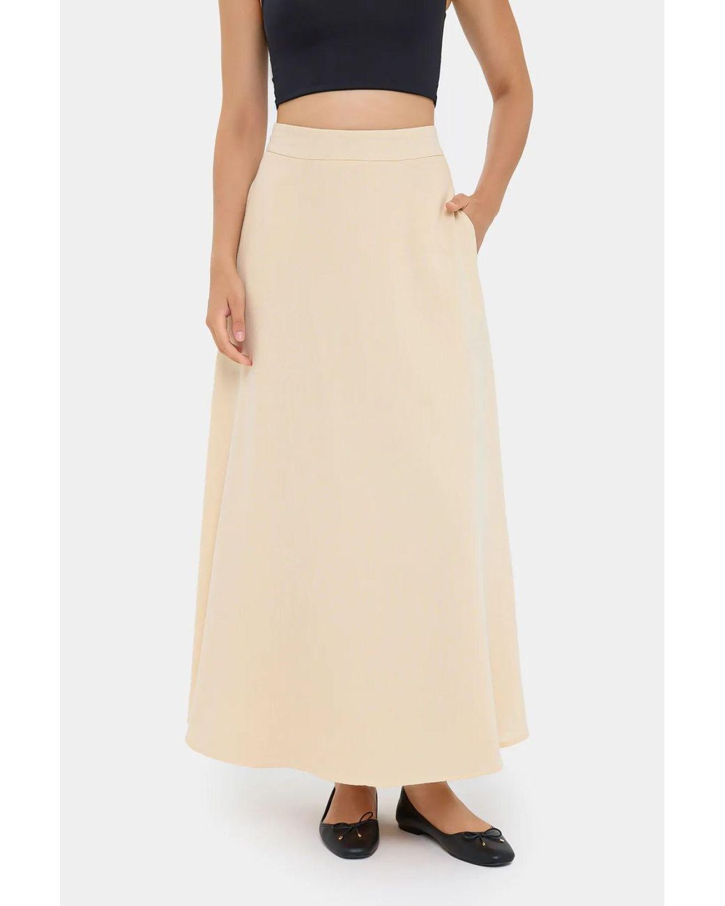 Hiccup White High-Waist Maxi Skirt With Zipper