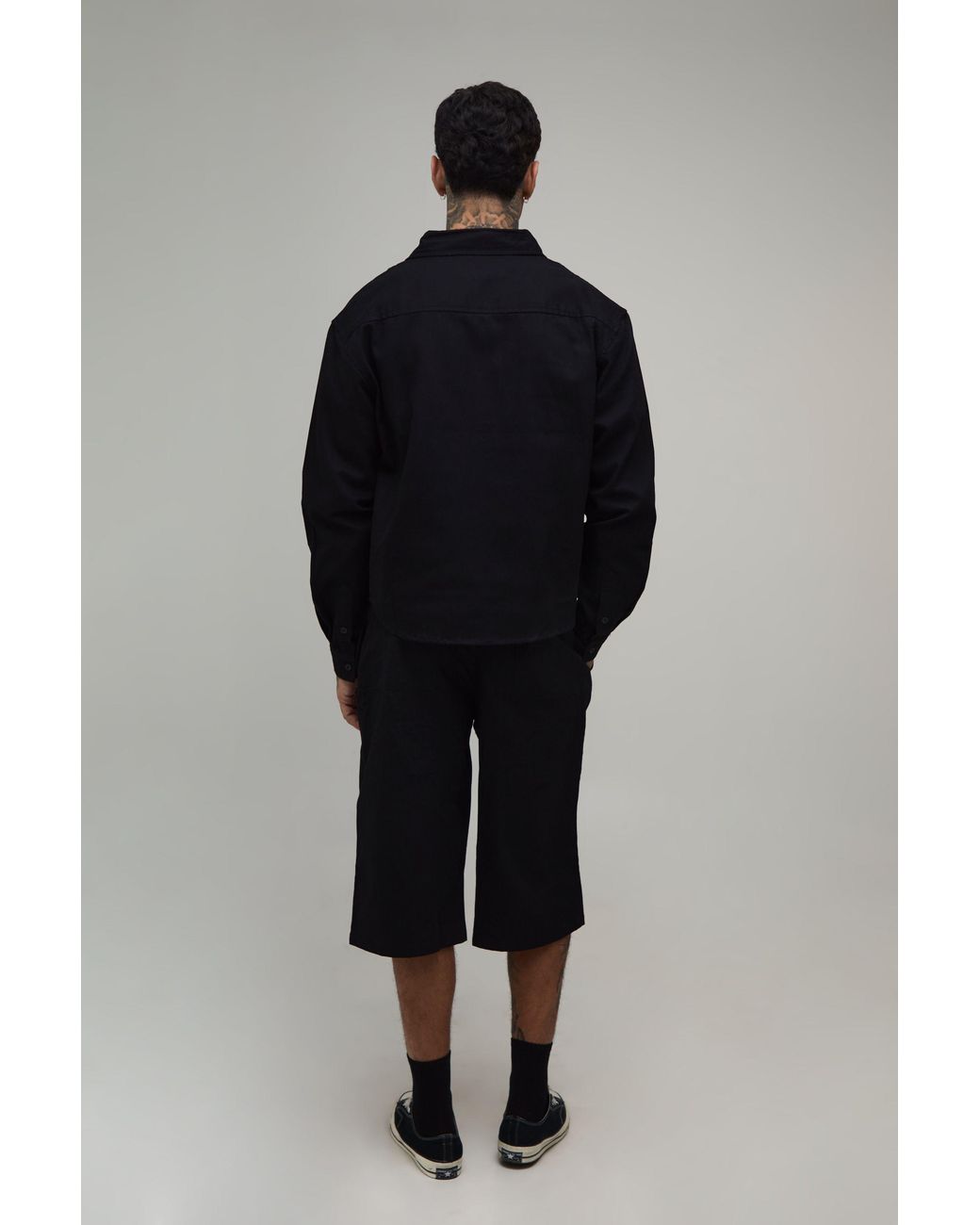 BoohooMAN Blue Tall Oversized Boxy Shirt & Longline Jort Set for men