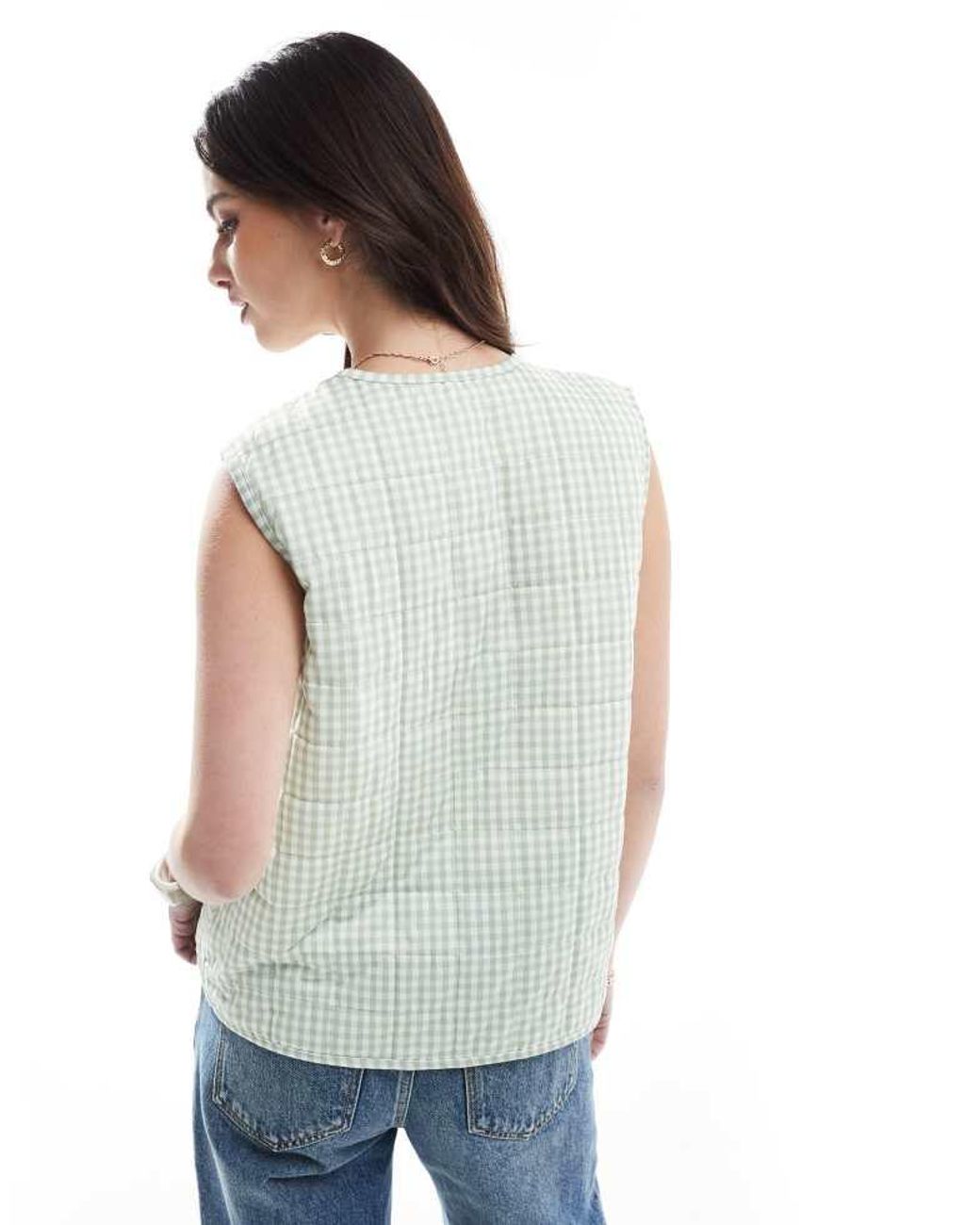 ONLY Blue Tie Front Quilted Gilet