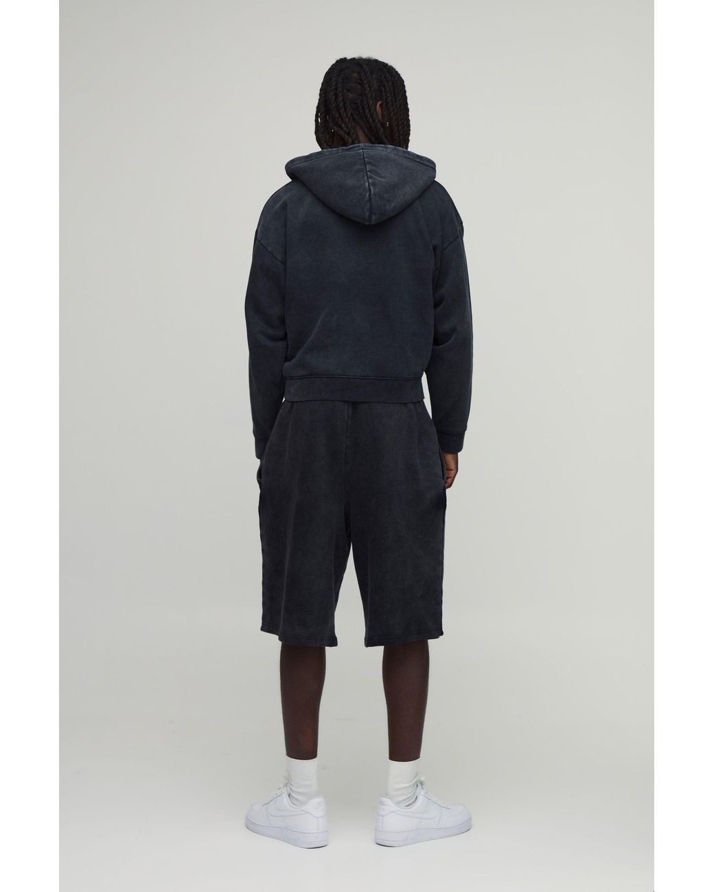 BoohooMAN Blue Essential Washed Jersey Jort for men