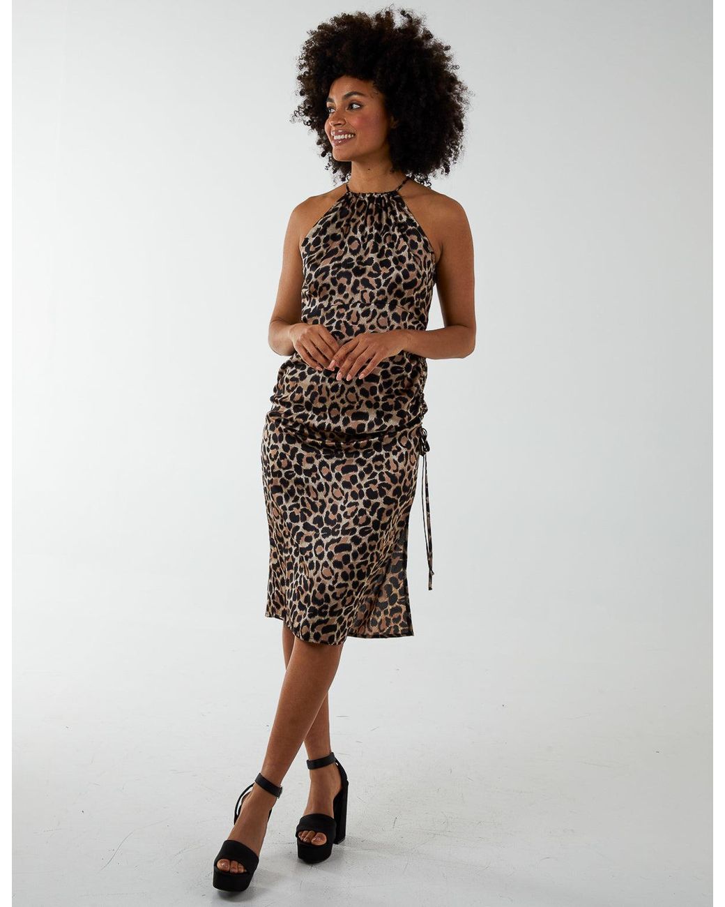 Blue Vanilla Multicolor Print Halter Neck Dress