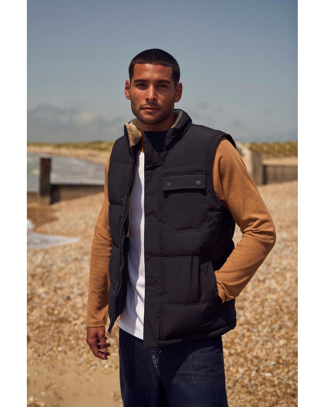 Mountain Warehouse Blue 'Fistral' Padded Gilet Full Zip Everyday Casual Jacket for men