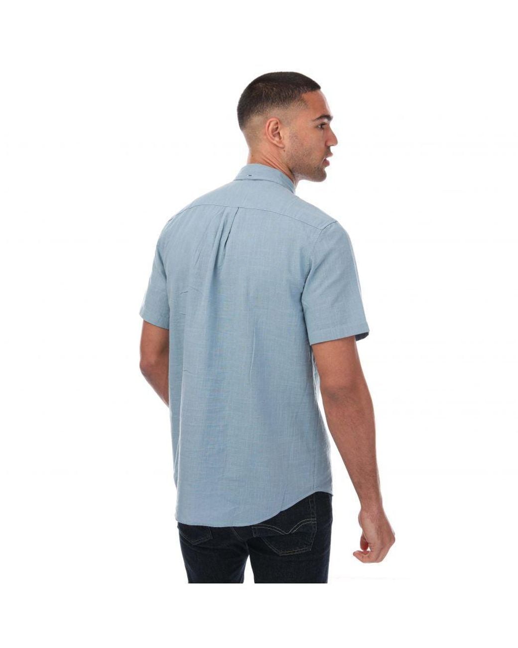 Farah Blue Densmore Short Sleeve Shirt for men