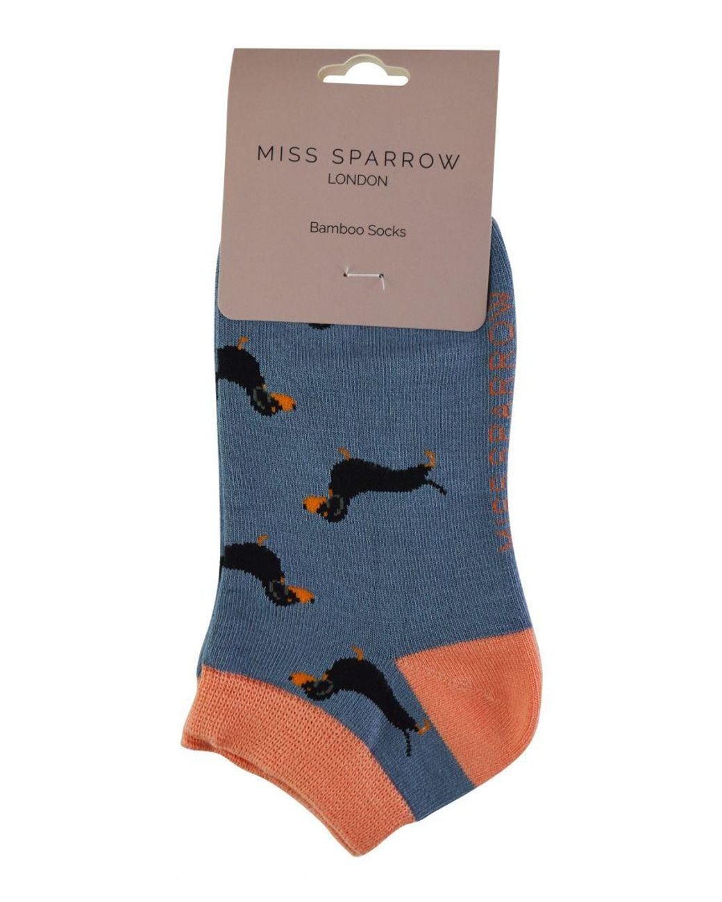 Miss Sparrow Blue Ladies Bamboo Trainer Socks