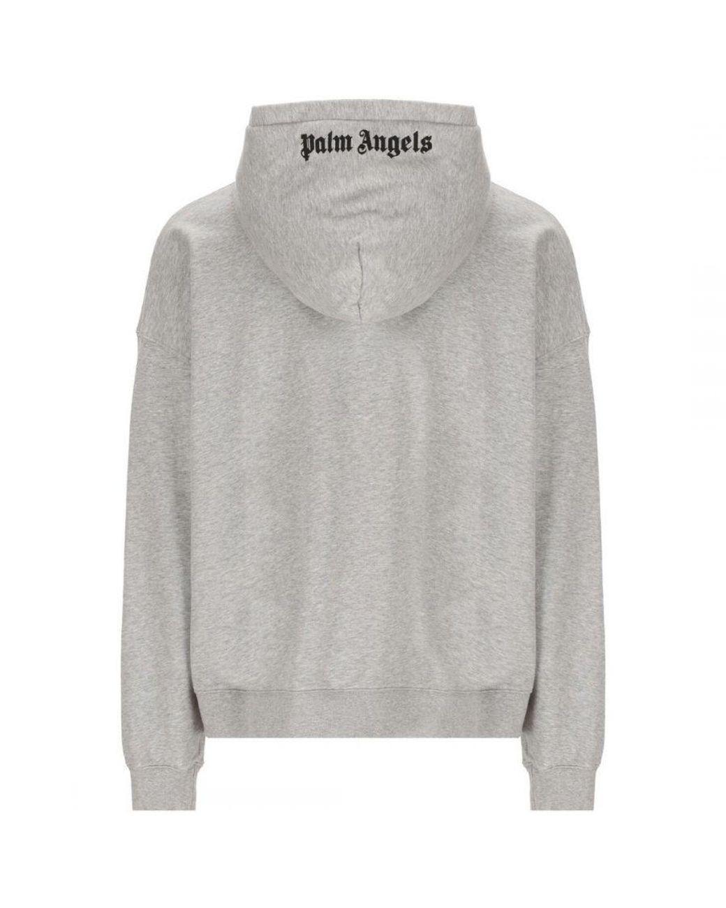 Palm Angels Gray Embroidered Logo Hoodie