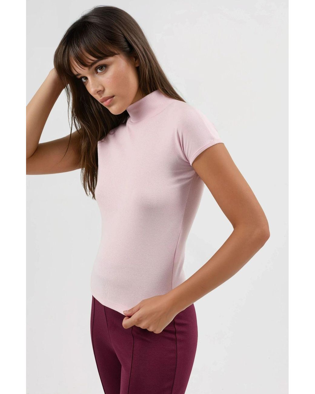 Busem White Fitted Half Turtleneck Cotton Blouse