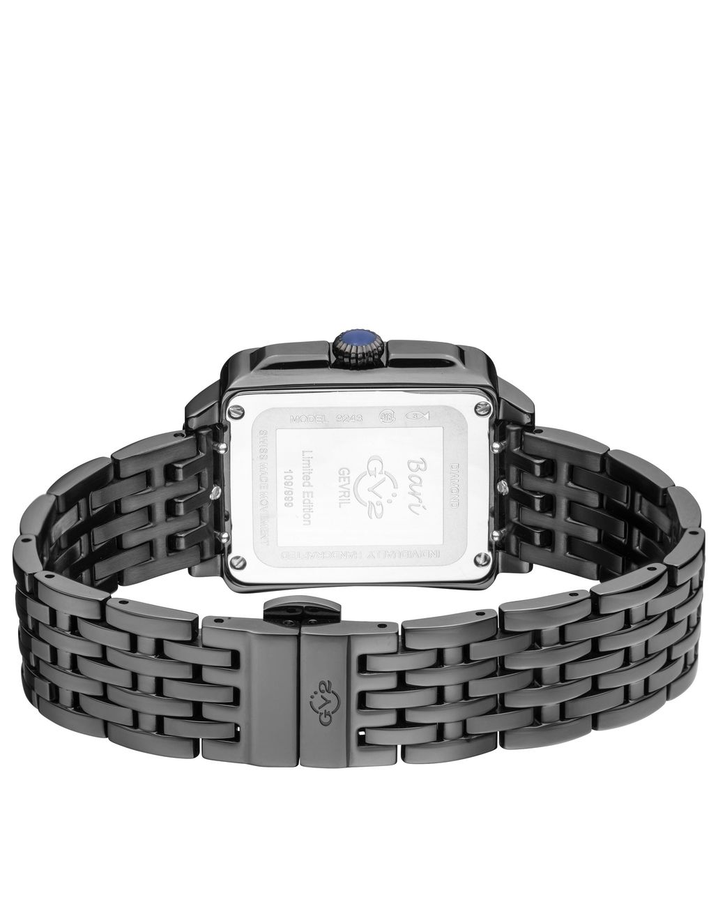Gv2 Gray Bari Diamond-Set Luxury Watch With Swiss Quartz Movement Stainless Steel Bracelet 30 Mm Sapphire Crystal