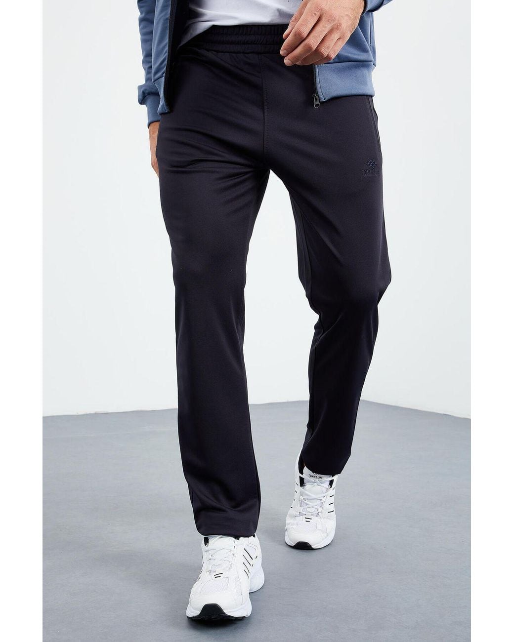TOMMY LIFE Blue Scuba Knit Active Set With Zipper Collar for men