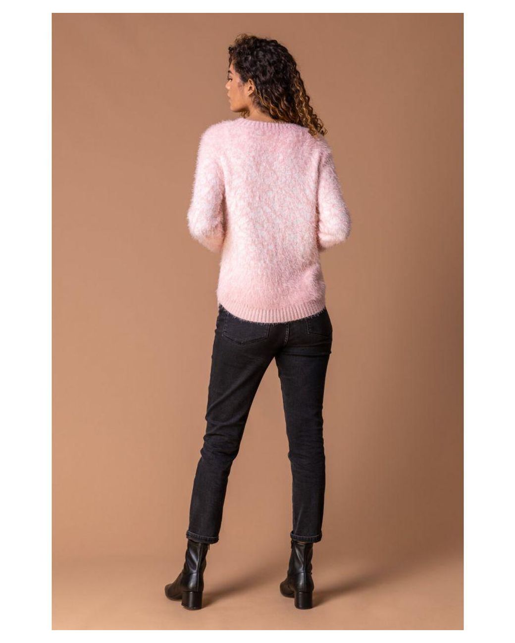 Roman Pink Mosaic Print Fluffy Jumper