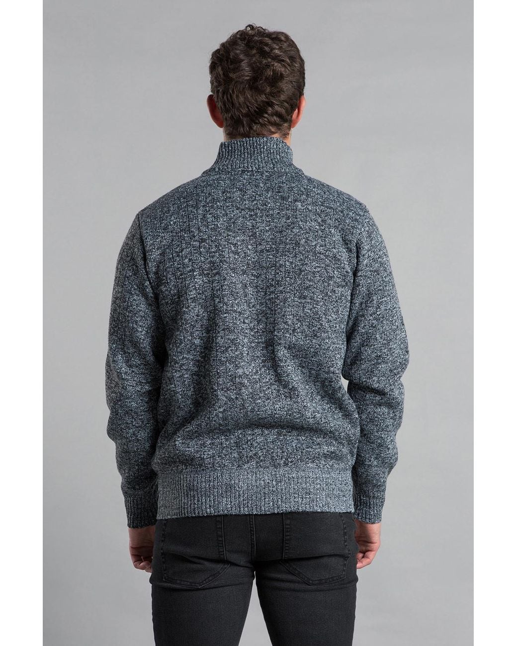 Kensington Eastside Gray Funnel Neck Zip-Through Cardigan for men