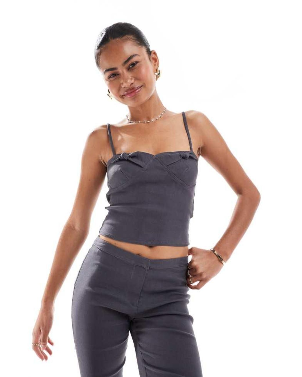 Motel Blue Katira Bust Detail Cami Top Co-Ord