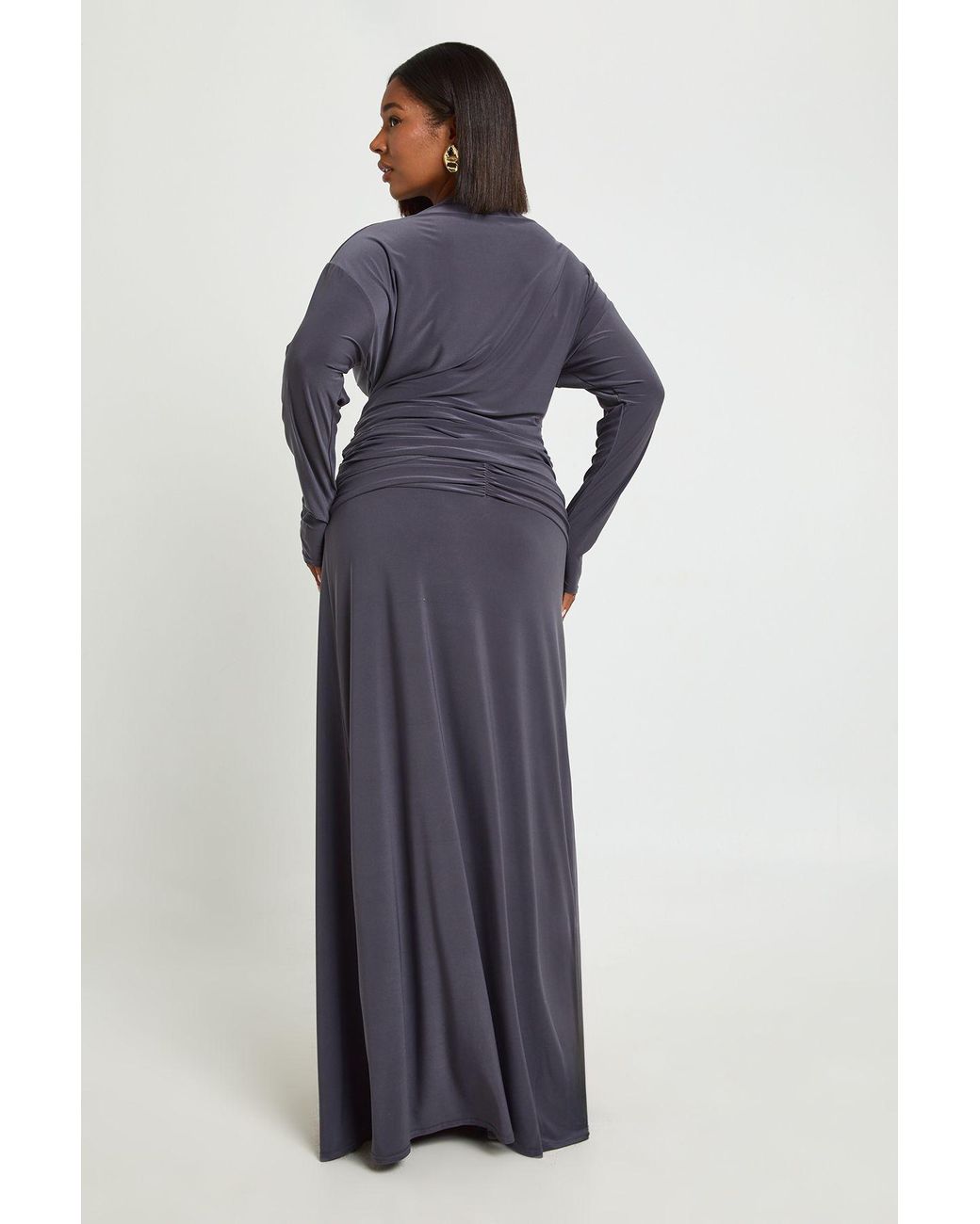 Boohoo Blue Plus Ruched Front Maxi Skirt