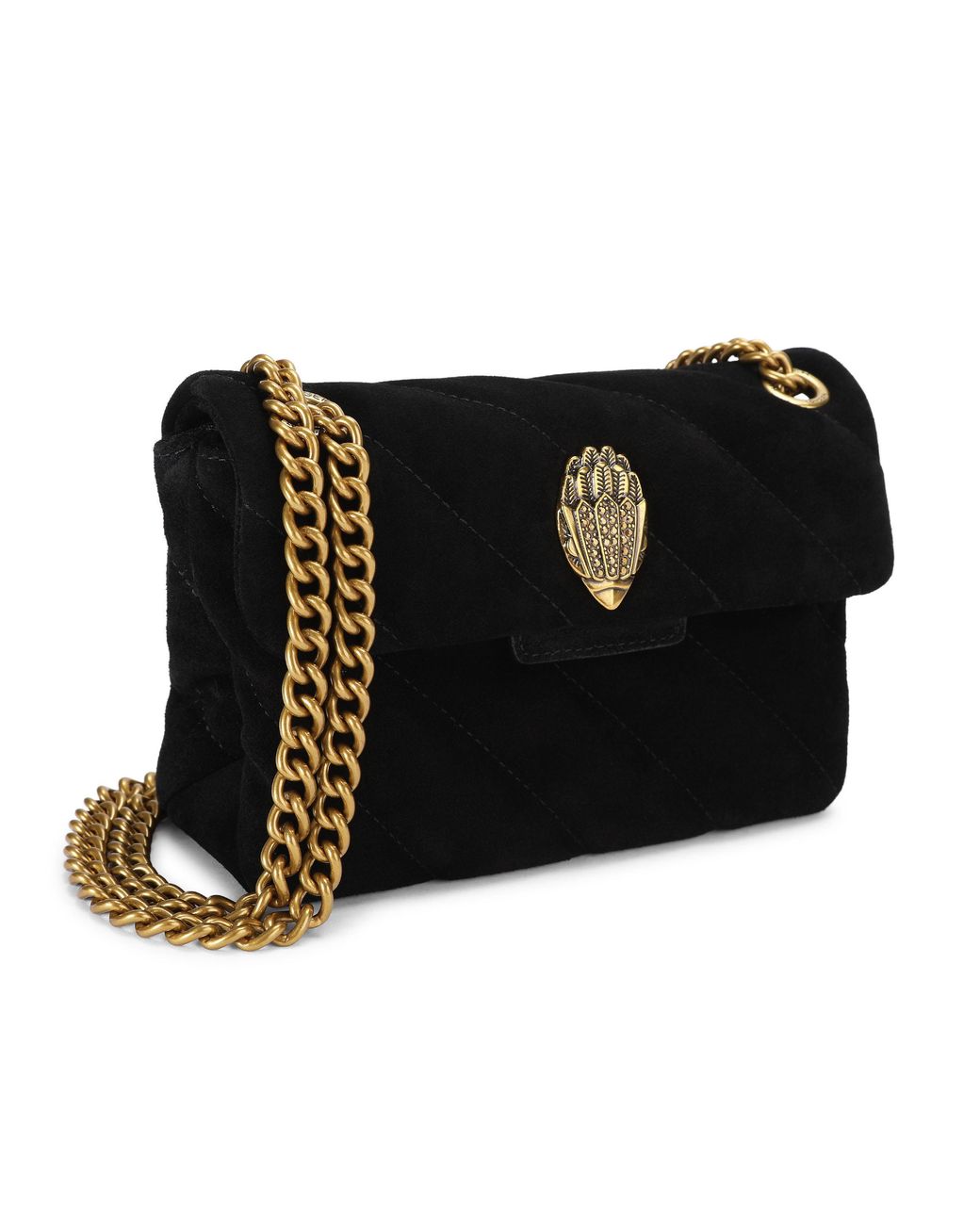 Kurt Geiger Black Suede Leather Mini Soho Bag