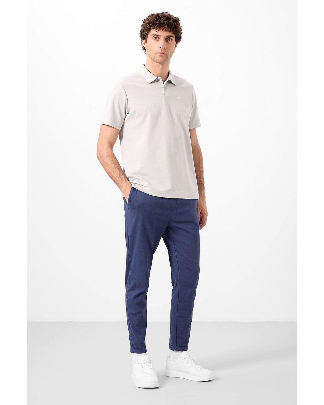 TOMMY LIFE White Cotton Elastane Polo T-Shirt for men