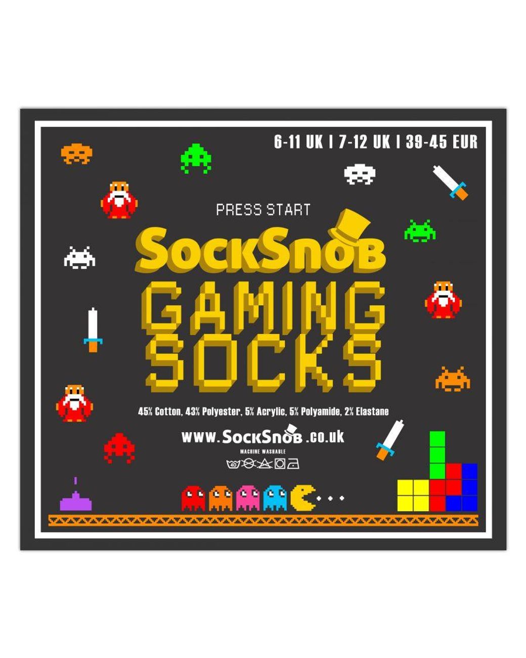 Sock Snob Blue Retro Gaming Funky Novelty Video Game Socks 6-11 for men