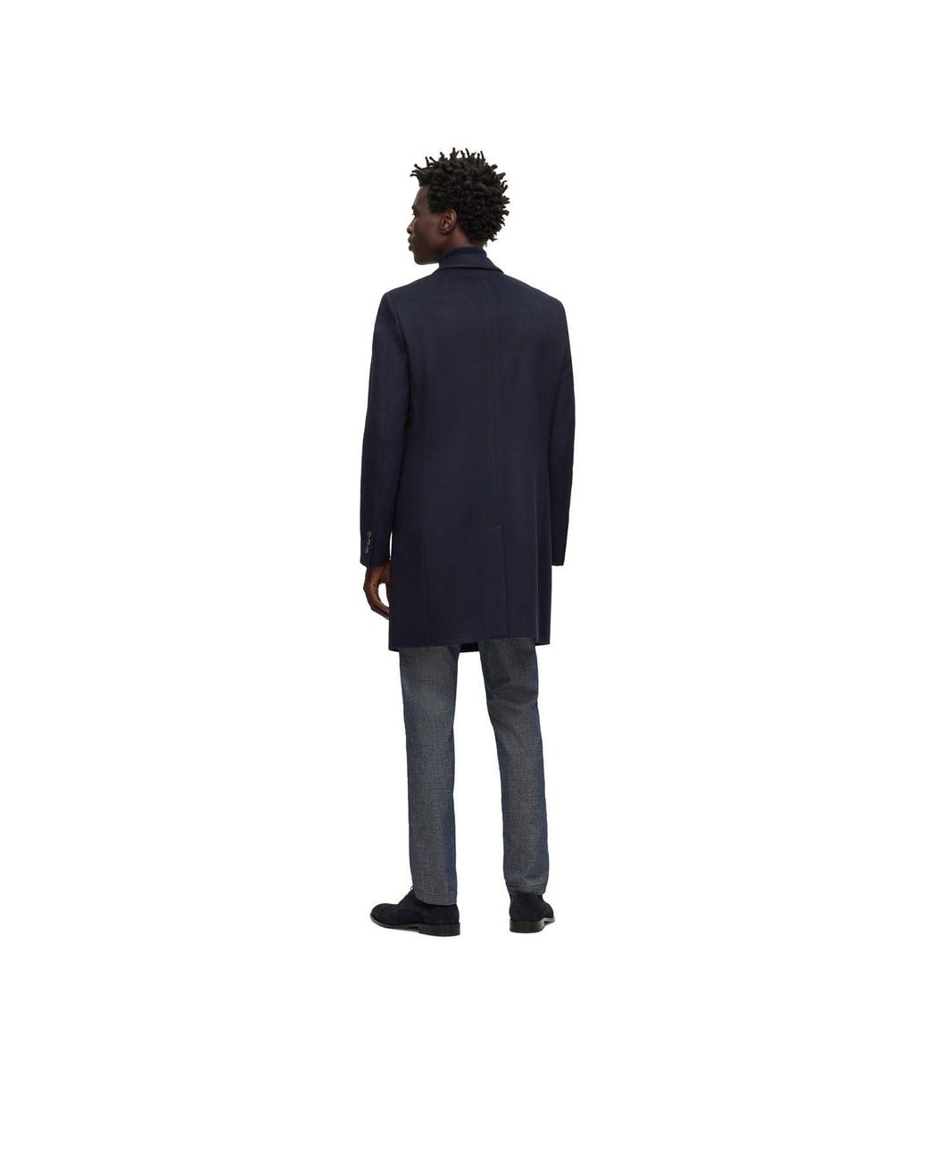 Boss Blue Hyde Tailored Fit Long Formal Coat for men