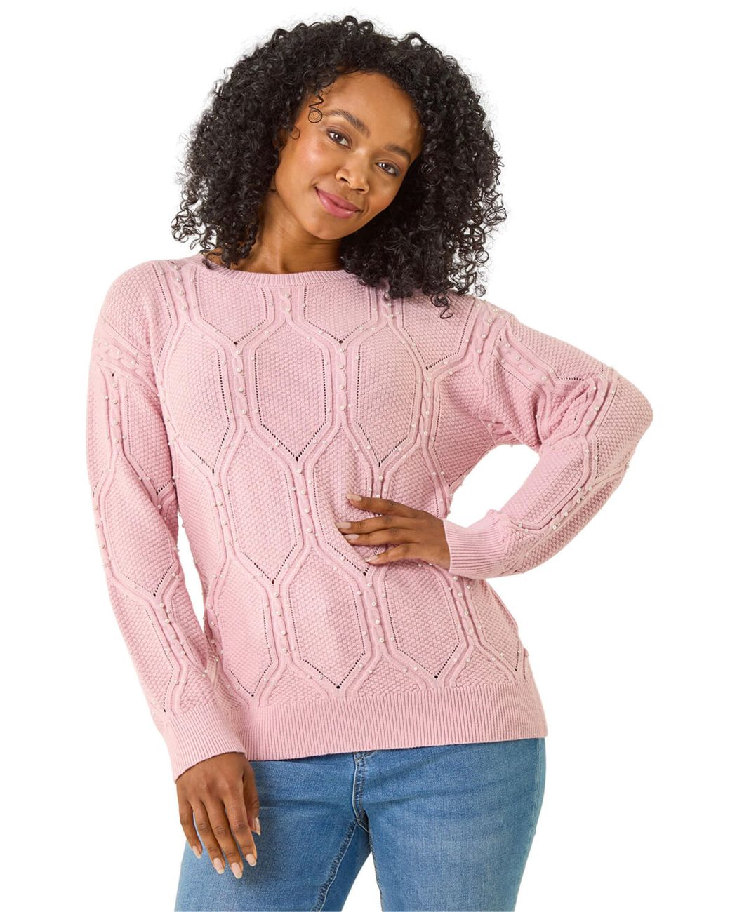 Roman Red Petite Faux Pearl Knit Jumper