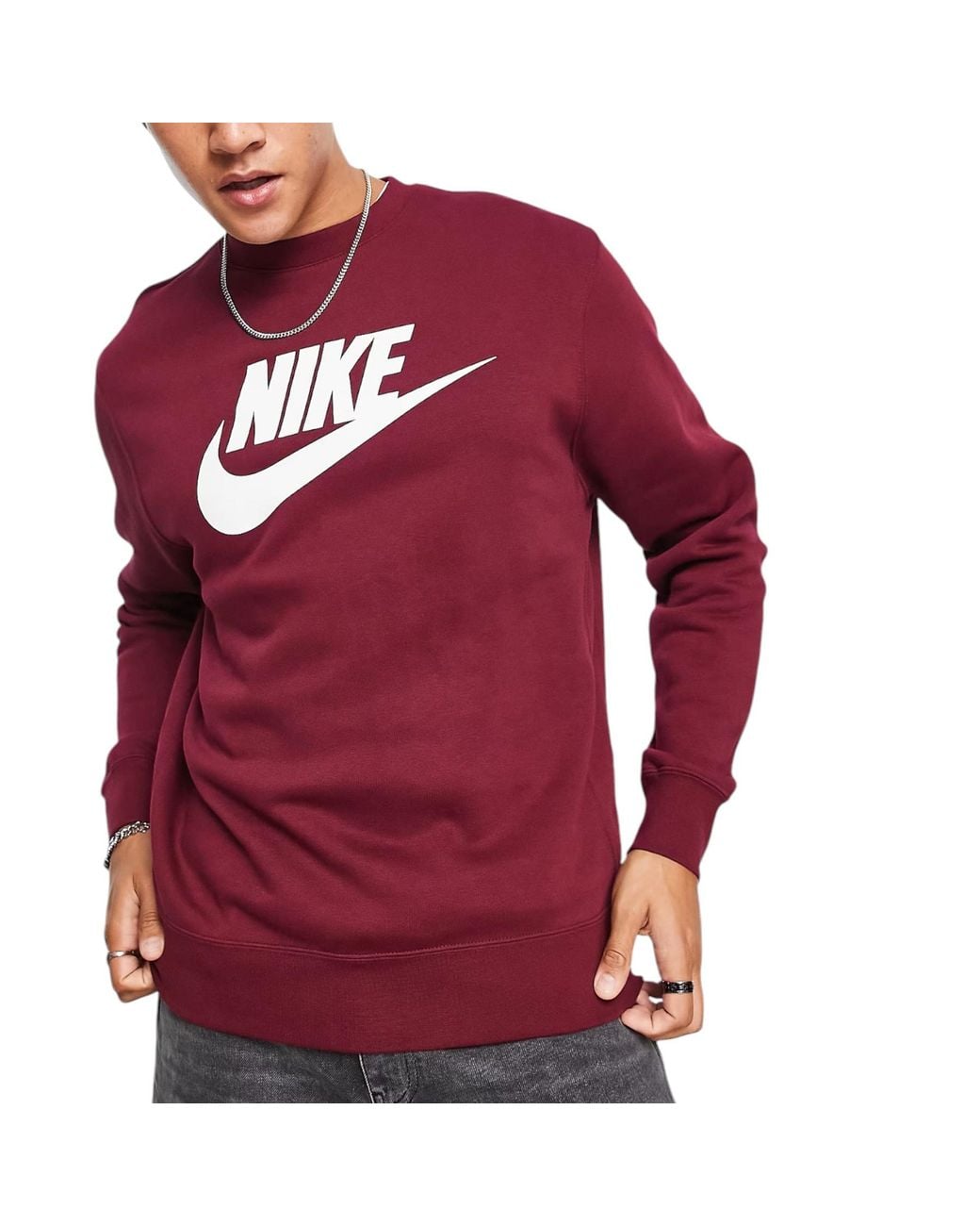Nike Red Dq4912 Sweatshirt Sportswear Club Fleece Crew Neck Pullover Jumper New for men