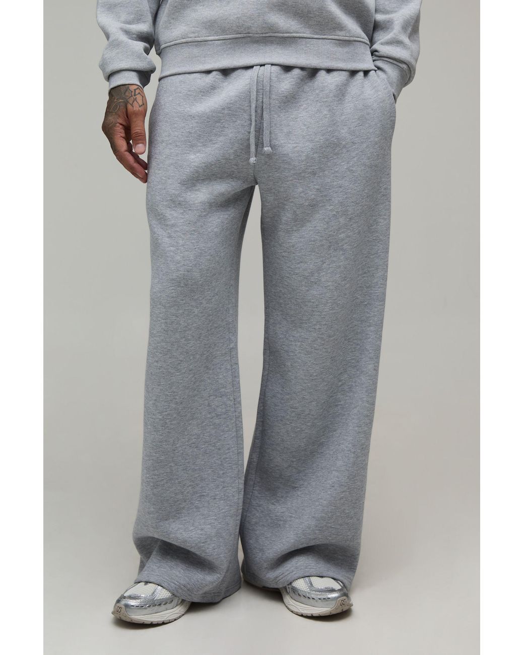 BoohooMAN Gray Tall Essential Wide Leg Jogger for men