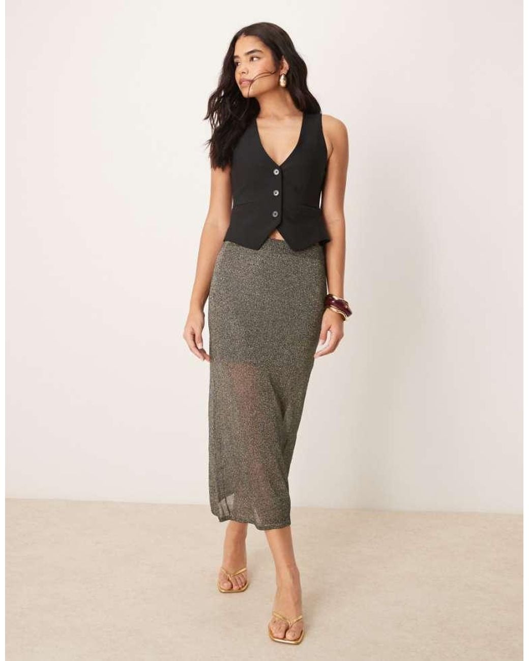 Abercrombie & Fitch Natural Sheer Skirt With Underlay