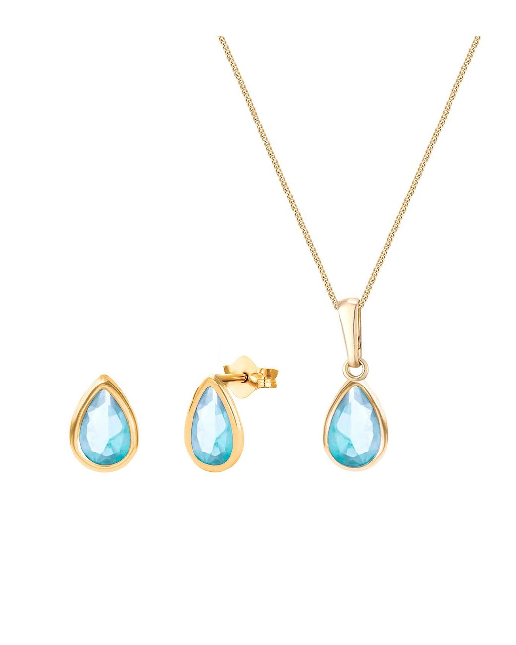 The Jewellery Stockroom Metallic 9Ct Birthstone Stud Earring And Pendant Necklace Set March