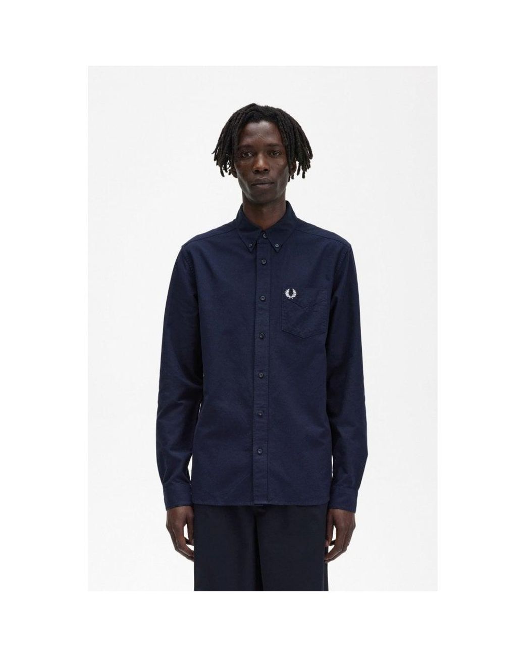 Fred Perry Blue Long Sleeve Oxford Shirt for men
