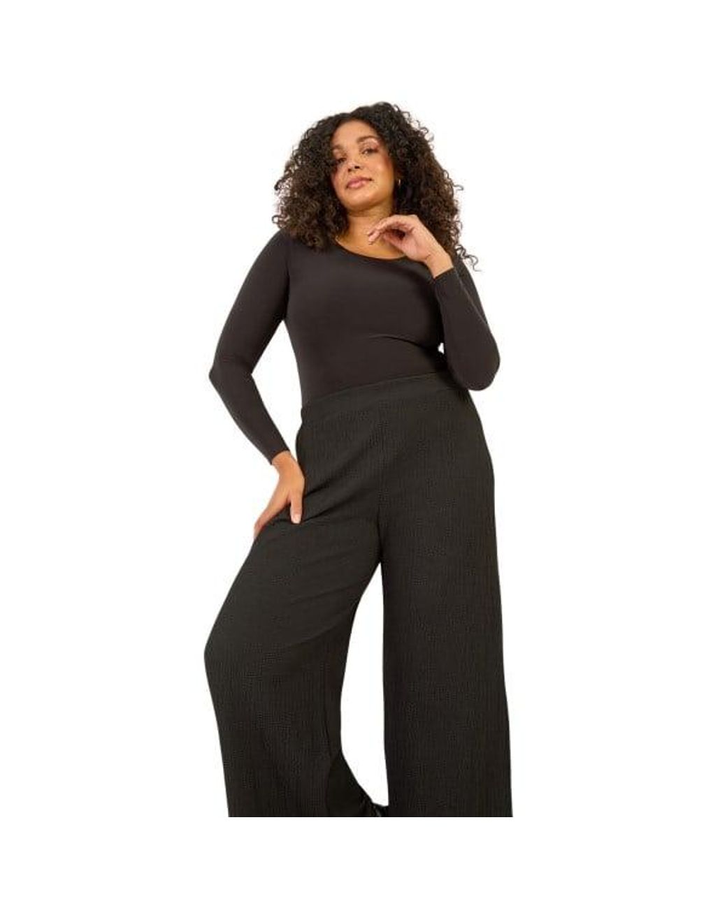 Roman Black Curve Textured Stretch Trousers