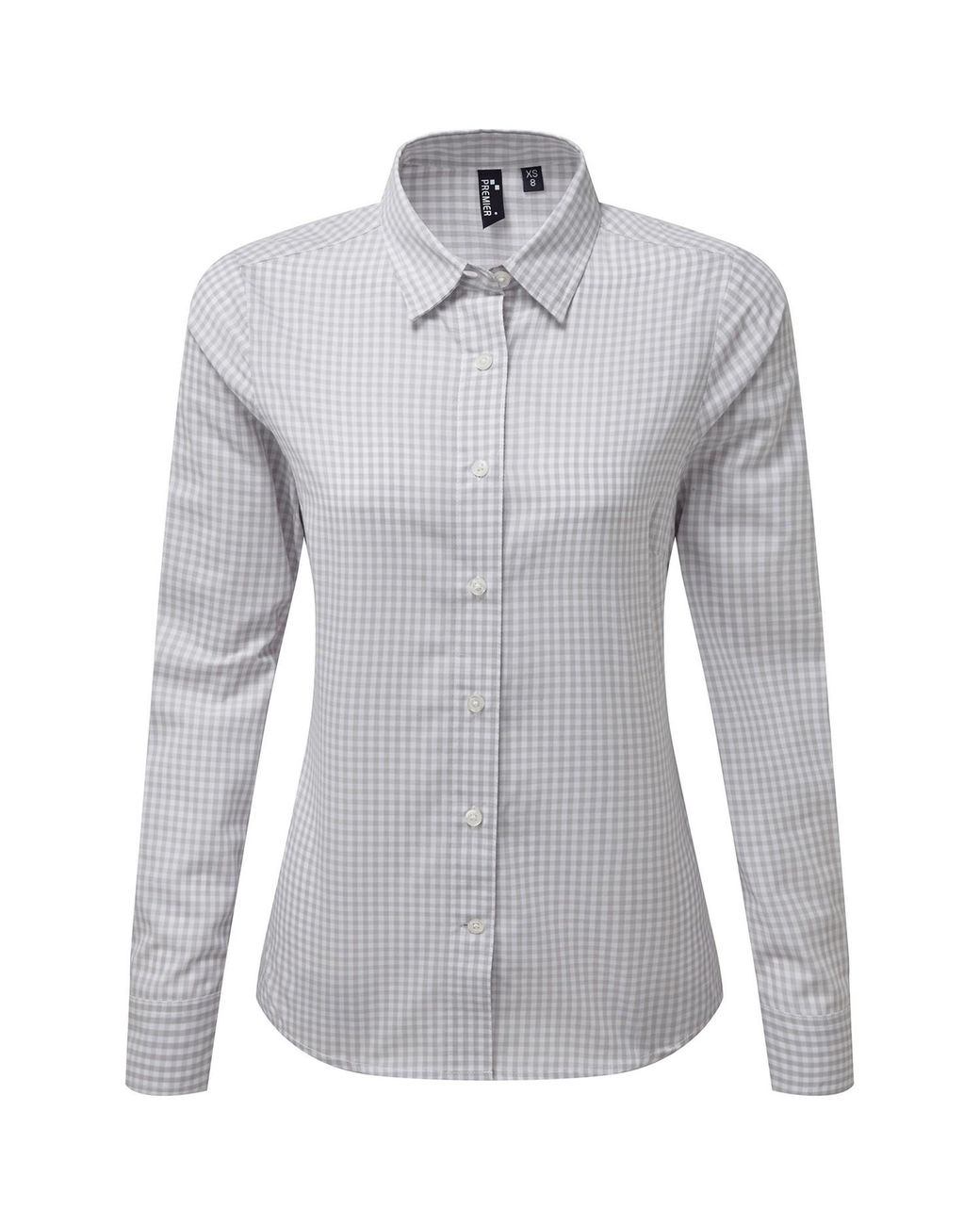 PREMIER Gray Ladies Maxton Gingham Long-Sleeved Shirt