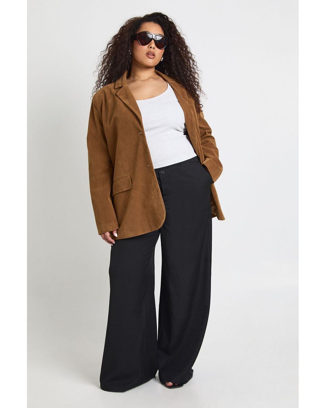 Boohoo Black Plus Elasticated Waist Wide Leg Trouser