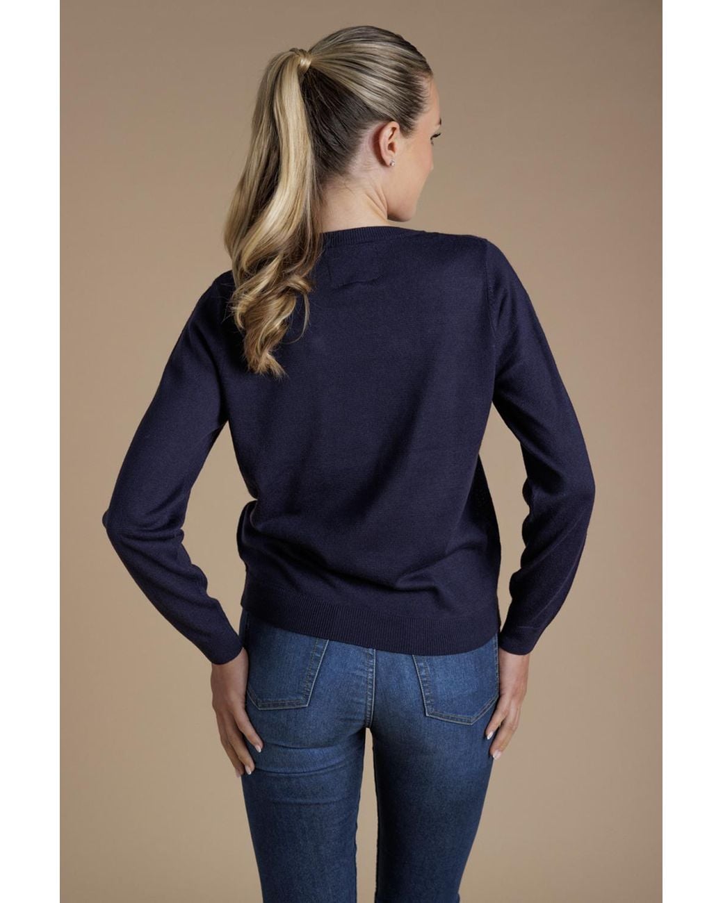 Tokyo Laundry Blue Howdy Holidays Embellished Christmas Jumper