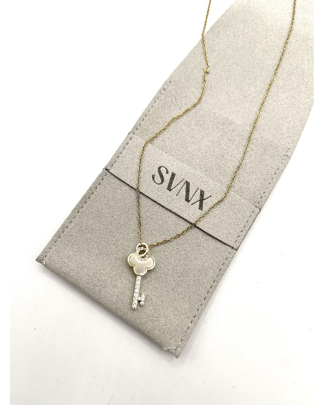 SVNX Blue Diamante Bow Pearl Necklace
