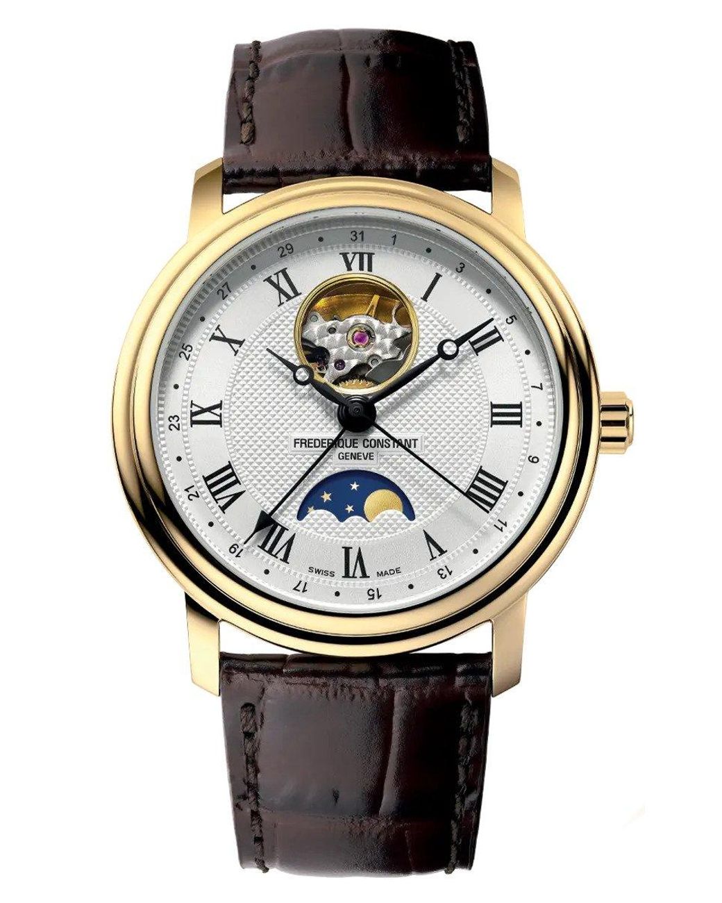Frederique Constant Metallic Frédérique Heart Beat Moonphase Watch Fc-335Mc4P5 Leather (Archived) for men