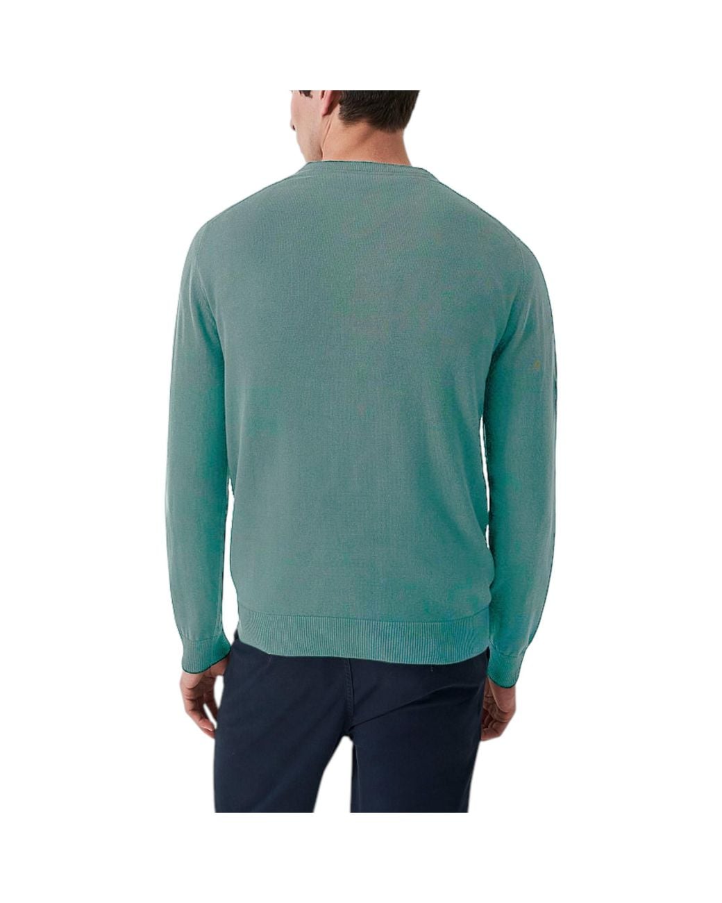 Crew Green Jumper V Neck Long Sleeve Regular Fit Lightweight Knit Sweat for men