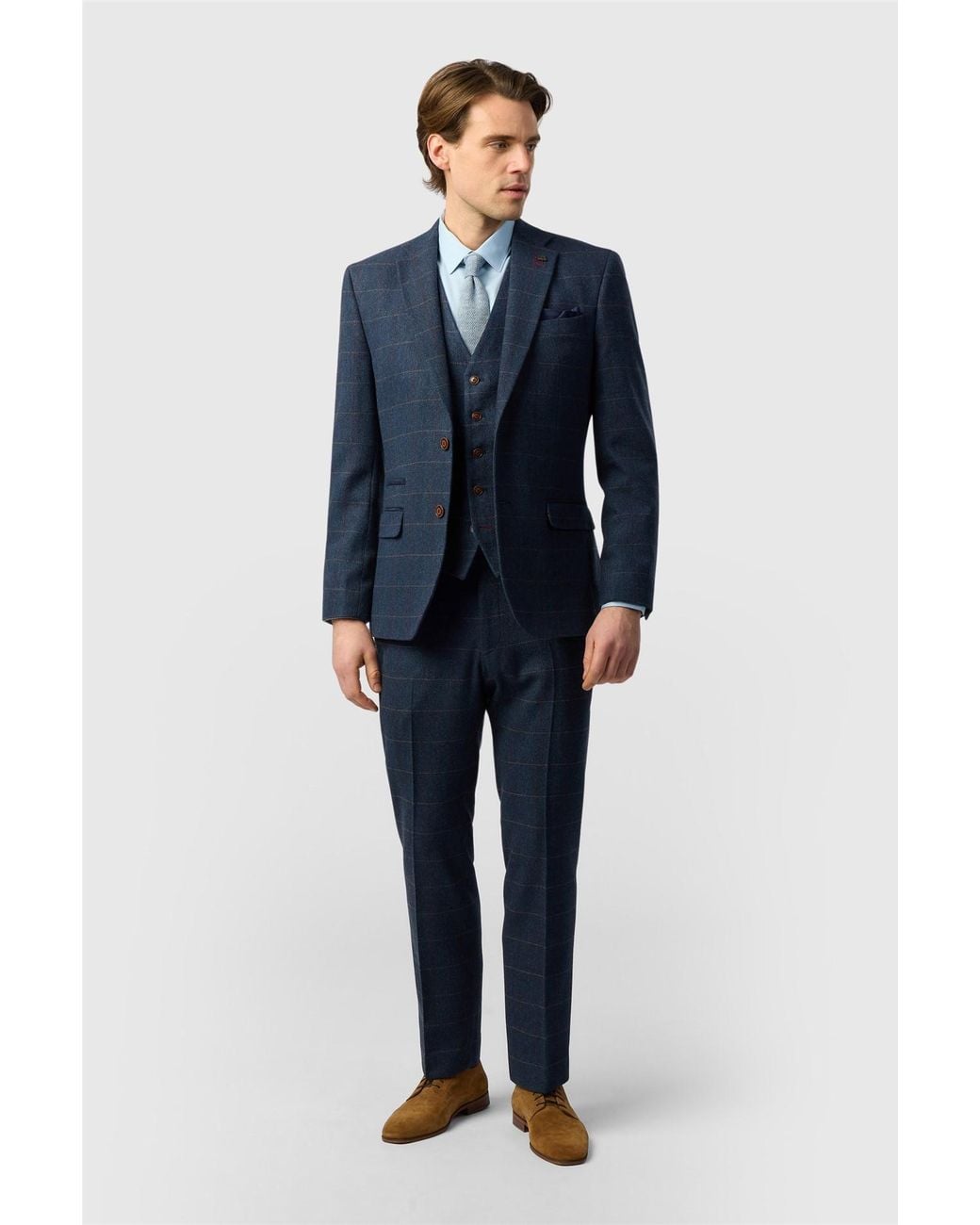 Antique Rogue Blue Single Breasted Two Button Tailored Suit Jacket for men