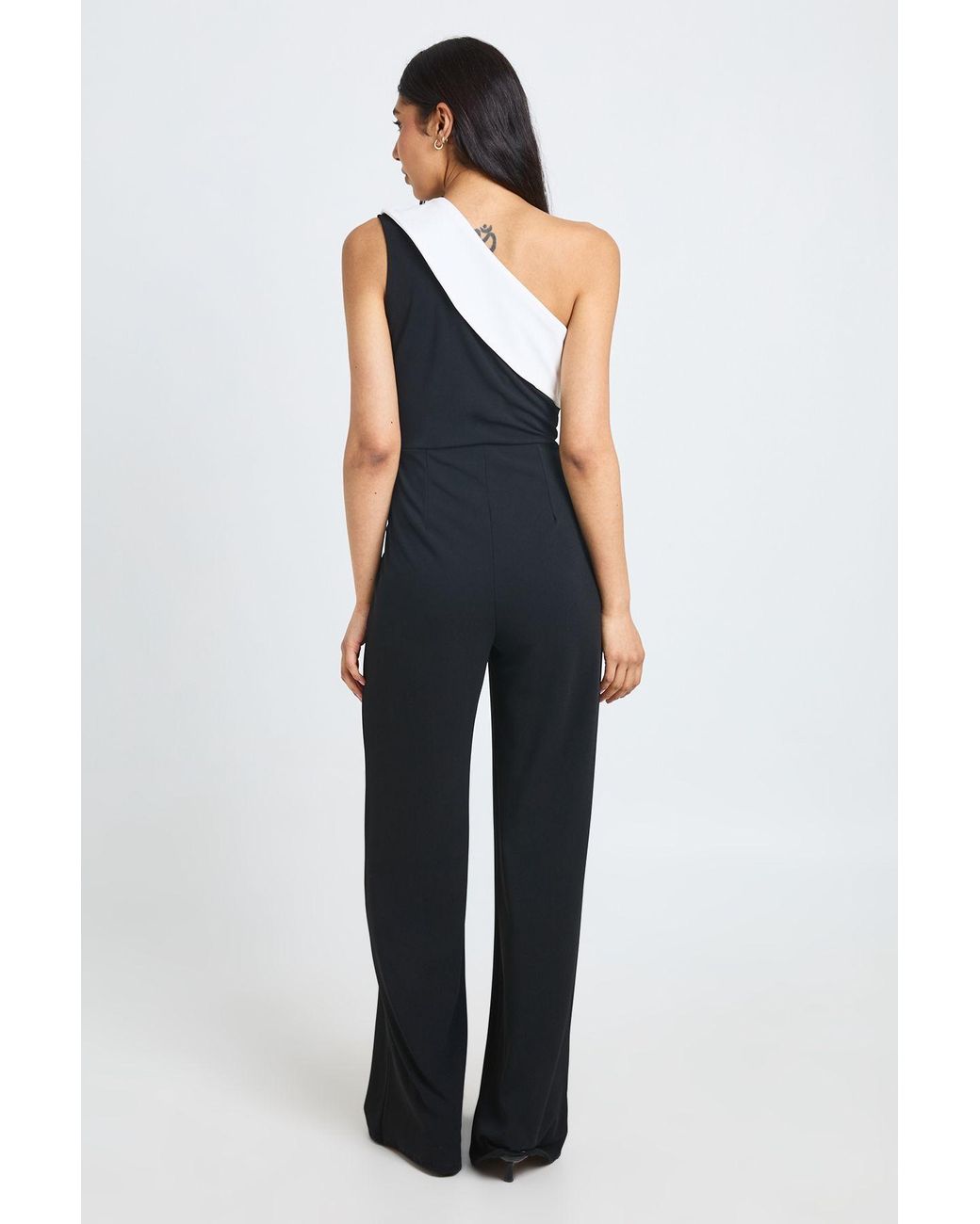 Boohoo Blue Tall Mono Wide Leg Jumpsuit