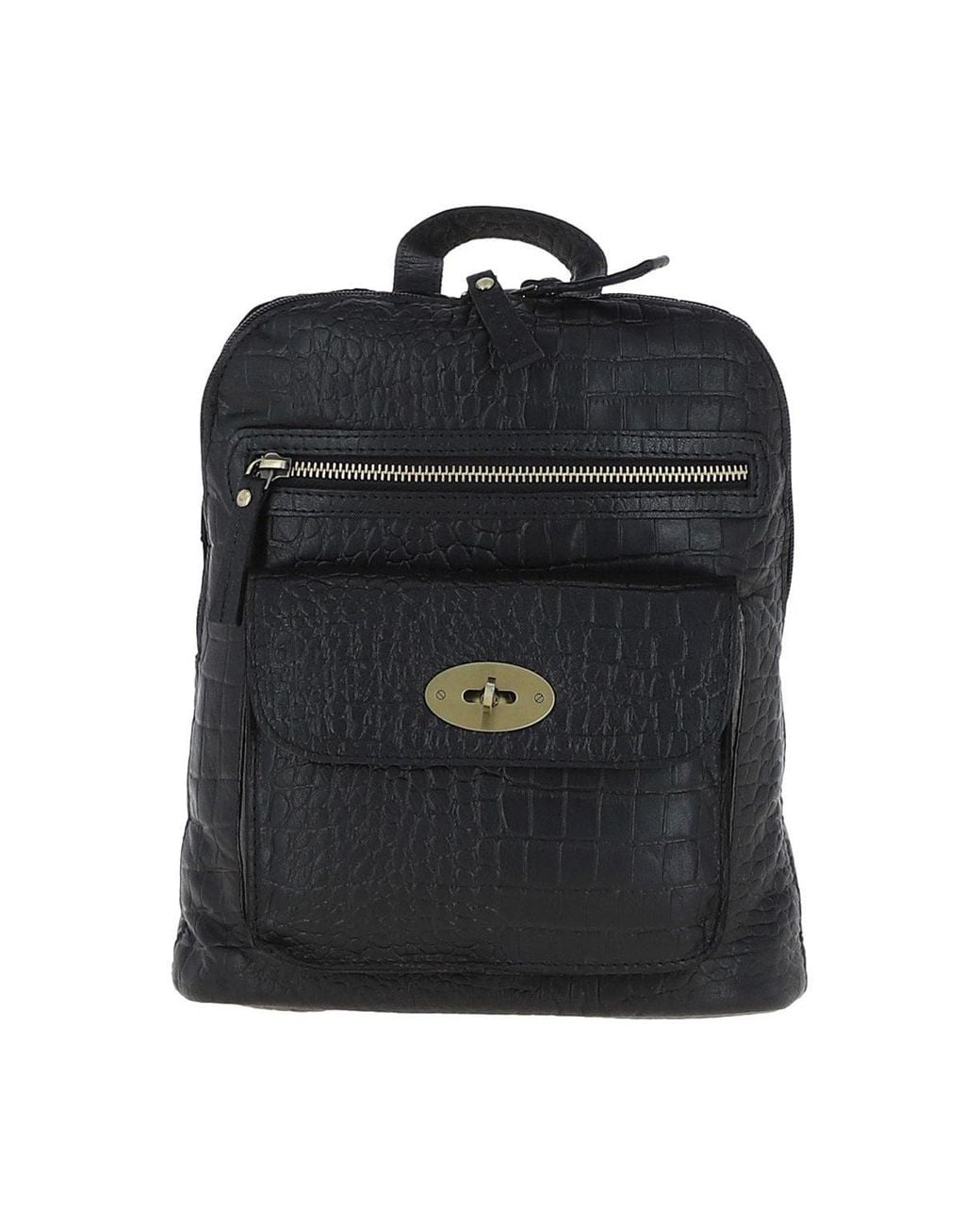Ashwood Leather Black 'Bonfanti' Croc Print Real Mini Backpack