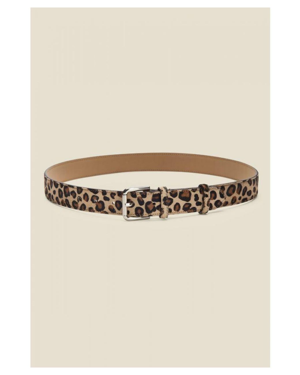 Sosandar Blue Leopard Pony Waist Belt With Square Buckle